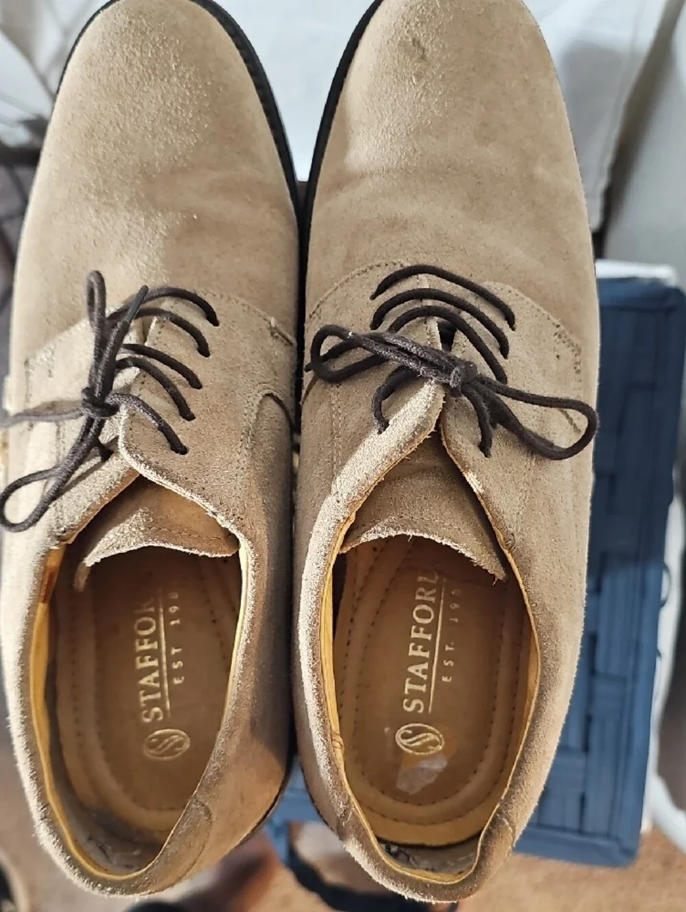 Men's Suede Derby Shoes in Beige Tan